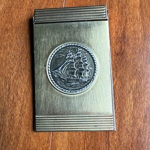Vintage Park Sherman Metal Desk Holds 5”x3”Notepad Holder Sailing Ship